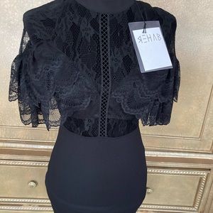 New Sexy black dress with lace top half